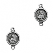 Metall Anh&auml;nger TQ Zwischenst&uuml;ck rund Engel Antique silber