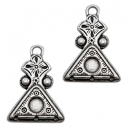 Metall Anh&auml;nger TQ Dreieck mit Fassung und 3 &Ouml;se Antique silber