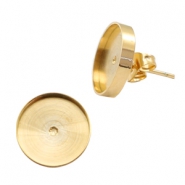 Polaris Steel Ohrringe mit Fassung f&uuml;r 7mm Cabochon/Swarovski SS34 Gold