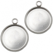 Stainless Steel - Rostfrei Stahl Anh&auml;nger/Fassung f&uuml;r 20mm Cabochon Silber