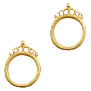 Metall Anh&auml;nger TQ Ring 18mm mit Krone Gold (nickelfrei)
