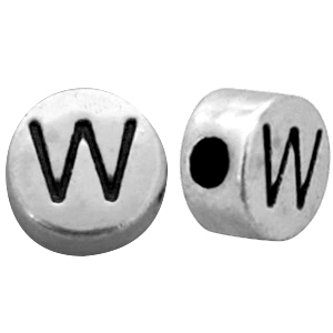 Metall Look Perlen Buchstaben W Antik silber