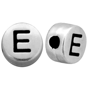 Metall Look Perlen Buchstaben E Antik silber