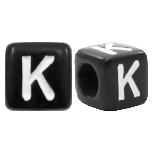 Buchstaben Perlen aus Acryl K Schwarz