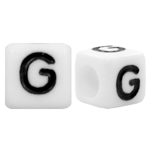 Buchstaben Perlen aus Acryl G Weiss
