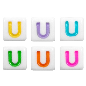 Buchstaben Perlen aus Acryl U Multicolour-weiss
