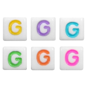 Buchstaben Perlen aus Acryl G Multicolour-weiss