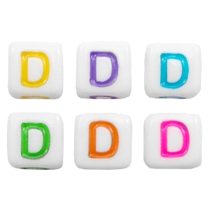 Buchstaben Perlen aus Acryl D Multicolour-weiss