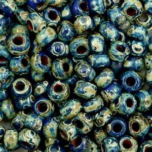 Miyuki Rocailles 6/0 Opaque picasso cobalt blue 6-4518