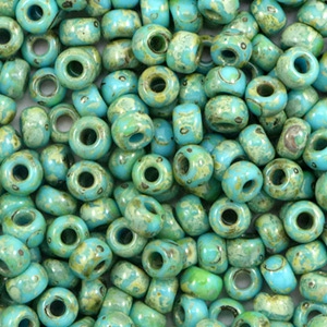Miyuki Rocailles 6/0 Opaque picasso turquoise blue 6-4514