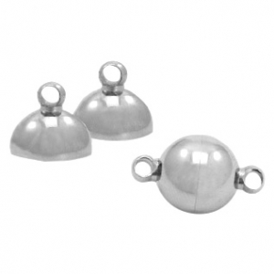 Stainless Steel - Rostfrei Stahl Schmuckzubeh&ouml;r Magnetverschluss Ball 6mm Antik silber