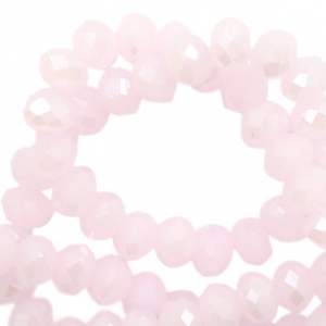Top Glas Facett Perlen 4x3 mm disc Light pink-Pearl shine coating