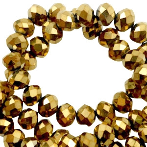 Top Glas Facett Perlen 3x2mm Rondellen Gold metallic