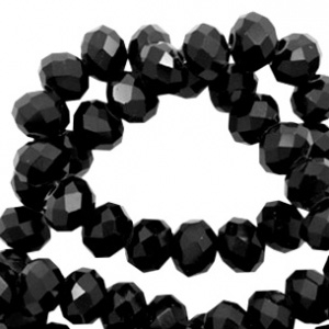 Top Glas Facett Perlen 3x2mm Rondellen Jet black-pearl shine coating