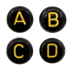 Buchstaben Perlen aus Acryl Mix Black-gold