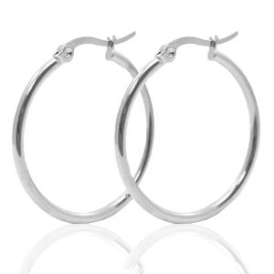 Ohrringe aus Stainless Steel - Rostfreiem Stahl Creolen 40mm Silber