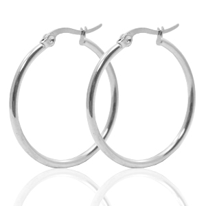 Ohrringe aus Stainless Steel - Rostfreiem Stahl Creolen 30mm Silber