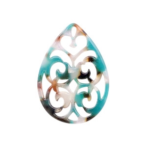 Resin Anh&auml;nger Tropfen Barock 37x26mm Turquoise-braun