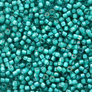 Miyuki Perlen delica's 11/0 White lined teal AB DB-1782