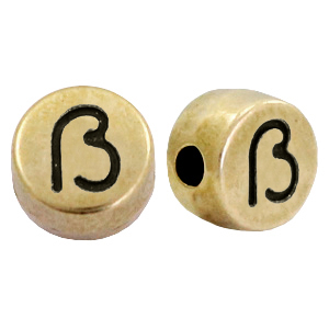 Metall Perlen Buchstabe DQ &szlig; Antik bronze (Nickelfrei)