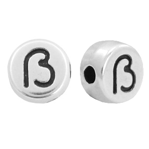 Metall Perlen Buchstabe DQ &szlig; Antik silber (Nickelfrei)