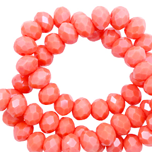 Top Glas Facett Perlen 3x4mm rondellen Coral red-pearl shine coating