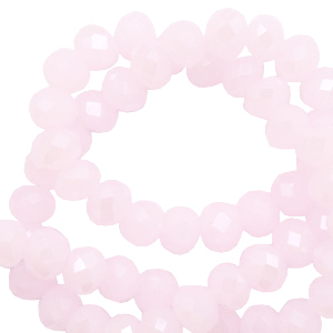Top Glas Facett Perlen 4x3 mm rondellen Light orchid pink-pearl shine coating