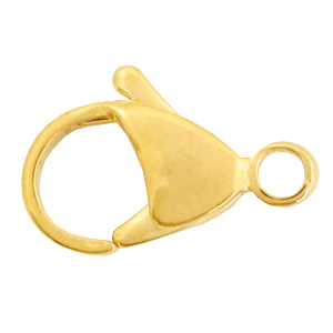 Stainless Steel - Rostfreiem Stahl Schmuckzubeh&ouml;r Karabinerverschluss 15mm Gold