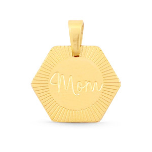 Stainless Steel - Rostfrei Stahl Anh&auml;nger Hexagon "mom" Mix&Match Gold