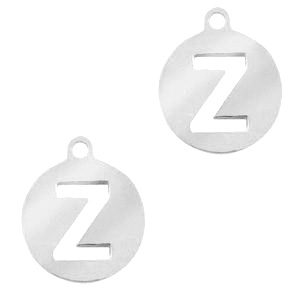 Stainless Steel - Rostfrei Stahl Anh&auml;nger 10mm Initial coin Z Silber