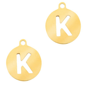 Stainless Steel - Rostfreiem Stahl Anh&auml;nger rund 10mm Initial coin K Gold