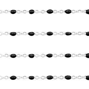 Stainless Steel - Rostfrei Stahl Schmuckzubeh&ouml;r Gliederkette 1mm Schwarz-silber