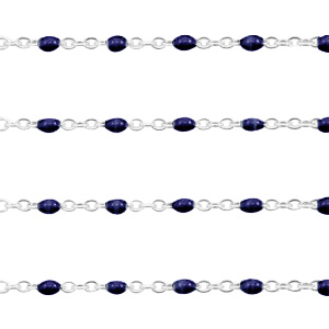 Stainless Steel - Rostfrei Stahl Schmuckzubeh&ouml;r Gliederkette 1mm Dunkel blau-silber