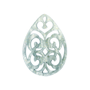 Resin Anh&auml;nger Tropfen Barock 38x27mm Ash grey-green
