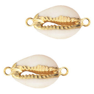 Muschel Perlen Zwischenst&uuml;ck Specials Kauri Cream beige-gold