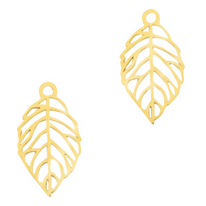 Stainless Steel - Rostfreiem Stahl Anh&auml;nger Blatt Gold