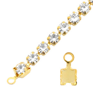 Metall Zubeh&ouml;r TQ Endkappen f&uuml;r Strass Ketten 4mm Gold