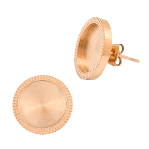 Polaris Steel Ohrringe aus Stainless Steel mit Fassung f&uuml;r 12mm Cabochon Rosegold