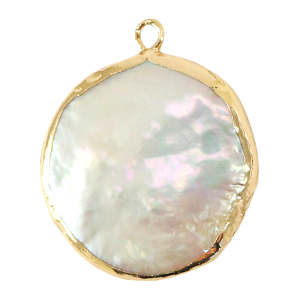 BQ S&uuml;sswasserperlen Anh&auml;nger round/drop Gold-Natural white