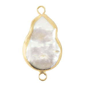 BQ S&uuml;sswasserperlen Zwischenst&uuml;ck asymmetric Drop Gold-Natural white