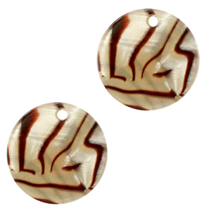 Resin Anh&auml;nger rund 12mm Incense beige pearl