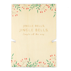 Schmuck Karten Holz "jingle bells" Natural (nat&uuml;rlicher Holzfarbton)