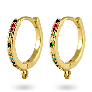 Zirkonia Rainbow Creolen mit &Ouml;se Gold