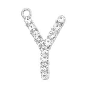 Basic Quality Metall Anh&auml;nger Strass Initiale Y Antik silber