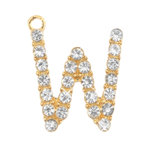 Basic Quality Metall Anh&auml;nger Strass Initiale W Gold