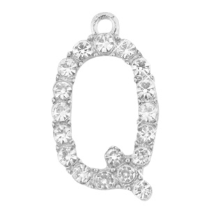 Basic Quality Metall Anh&auml;nger Strass Initiale Q Antik silber