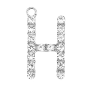 Basic Quality Metall Anh&auml;nger Strass Initiale H Antik silber
