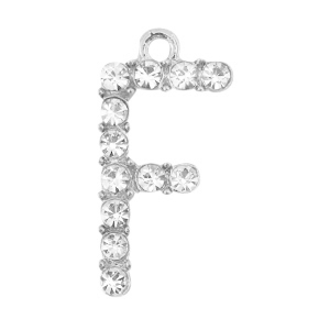 Basic Quality Metall Anh&auml;nger Strass Initiale F Antik silber