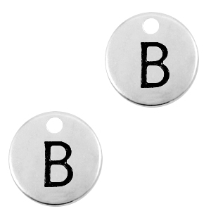 Metall Anh&auml;nger DQ Initiale B Antik silber (Nickelfrei)