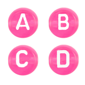 Buchstaben Perlen aus Acryl Mix Neon azalea pink transparant